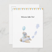Cute Elephant With Balloon In Airplane New Baby Briefkaart (Voorkant / Achterkant)