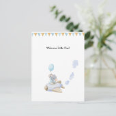 Cute Elephant With Balloon In Airplane New Baby Briefkaart (Staand voorkant)