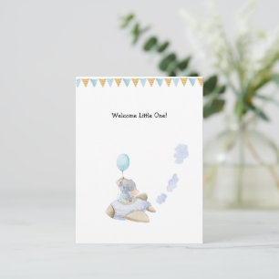 Cute Elephant With Balloon In Airplane New Baby Briefkaart