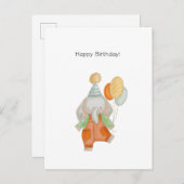 Cute Elephant With Balloons Happy Birthday Card Briefkaart (Voorkant / Achterkant)