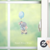 Cute Elephant With Blue Balloon Name Sticker (Huis)