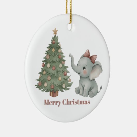 Cute Elephant with Christmas Tree Ornament (Rechts)