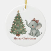 Cute Elephant with Christmas Tree Ornament (Voorkant)