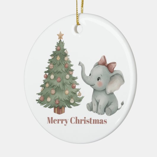 Cute Elephant with Christmas Tree Ornament (Links)
