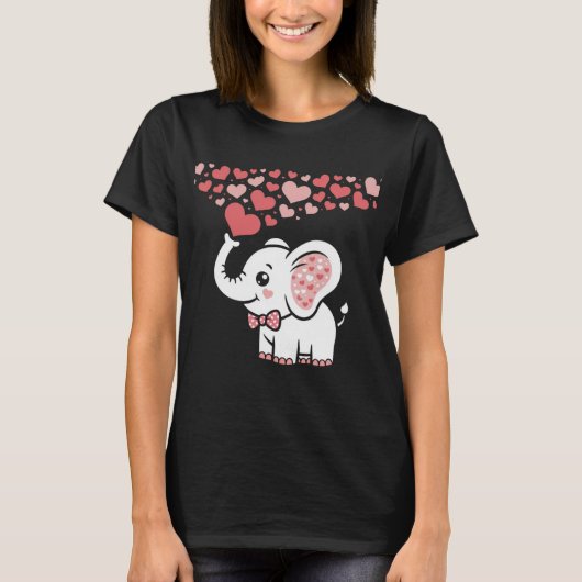 Cute Elephant with Hearts Illustration T-shirt (Voorkant)