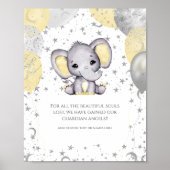 Cute Elephant Yellow Balloons Baby shower Memorial Poster (Voorkant)