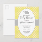 Cute Elephant Yellow Polka Dot Neutrale Baby showe Uitnodiging Briefkaart (Voorkant / Achterkant)