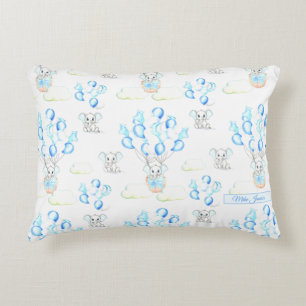 Cute Elephants-ballonnen & Clouds Baby Boy Pattern Accent Kussen