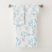 Cute Elephants-ballonnen & Clouds Baby Boy Pattern Bad Handdoek (Insitu)