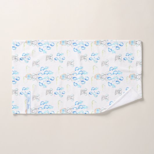Cute Elephants-ballonnen & Clouds Baby Boy Pattern Bad Handdoek (Handdoek)