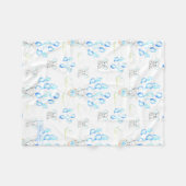 Cute Elephants-ballonnen & Clouds Baby Boy Pattern Fleece Deken (Voorkant (Horizontaal))