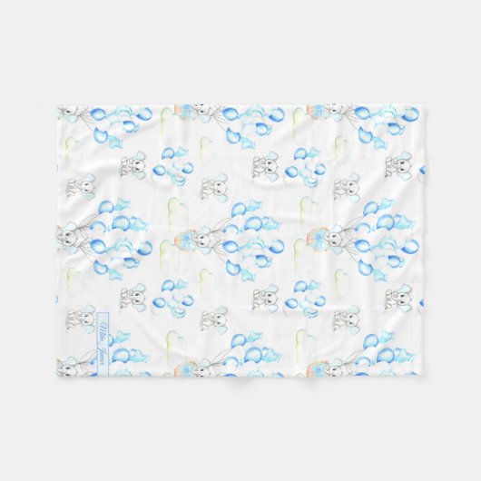 Cute Elephants-ballonnen & Clouds Baby Boy Pattern Fleece Deken (Voorkant (Horizontaal))