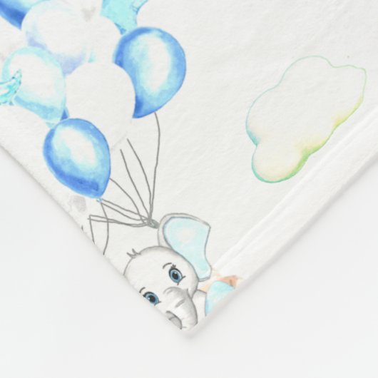 Cute Elephants-ballonnen & Clouds Baby Boy Pattern Fleece Deken (Hoek)