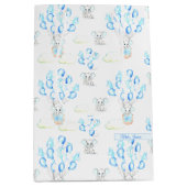 Cute Elephants-ballonnen & Clouds Baby Boy Pattern Medium Cadeauzakje (Voorkant)
