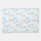 Cute Elephants-ballonnen & Clouds Baby Boy Pattern Theedoek (Horizontaal)