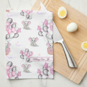 Cute Elephants-ballonnen en wolken babymeisje Theedoek (Quarter Fold)