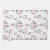 Cute Elephants-ballonnen en wolken babymeisje Theedoek (Horizontaal)