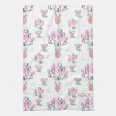 Cute Elephants-ballonnen en wolken babymeisje Theedoek (Verticaal)