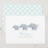 Cute Elephants Blue Boy Baby shower | Dank u wel Bedankkaart (Voorkant / Achterkant)