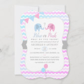 Cute Elephants Chevron Gender Reopenbaarle Party n Kaart (Voorkant)