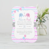 Cute Elephants Chevron Gender Reopenbaarle Party n Kaart (Staand voorkant)