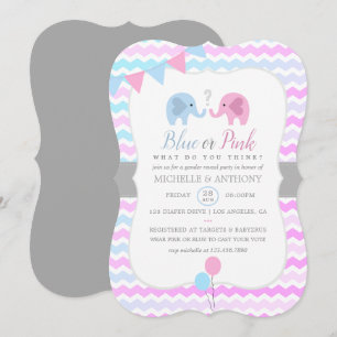 Cute Elephants Chevron Gender Reopenbaarle Party n Kaart