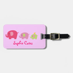Cute Elephants Girls Bag Label Bagagelabel