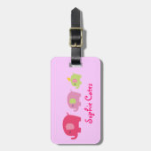 Cute Elephants Girls Bag Label Bagagelabel (Voorkant verticaal)