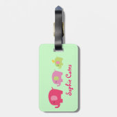Cute Elephants Girls Bag Label Bagagelabel (Achterkant verticaal)