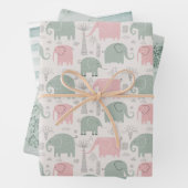 Cute Elephants Hand Drawn Gift Inpakpapier Vel (In situ)