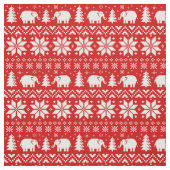 Cute Elephants kerstfeestay Pattern Red Stof (Swatch)