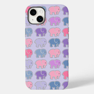 Cute Elephants Paars Pattern Case-Mate iPhone 14 Plus Hoesje