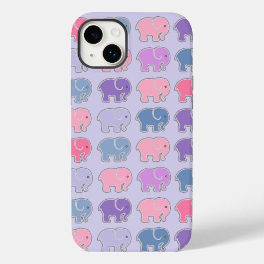 Cute Elephants Paars Pattern Case-Mate iPhone Case (Achterkant)