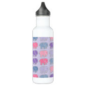 Cute Elephants Paars Pattern Waterfles (Links)