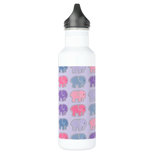 Cute Elephants Paars Pattern Waterfles (Links)
