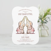 Cute Elephants Twins Baby shower by Mail Invitatio Kaart (Staand voorkant)