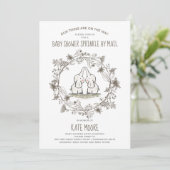 Cute Elephants Twins Baby shower Sprinkle by Mail Kaart (Staand voorkant)