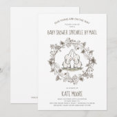 Cute Elephants Twins Baby shower Sprinkle by Mail Kaart (Voorkant / Achterkant)