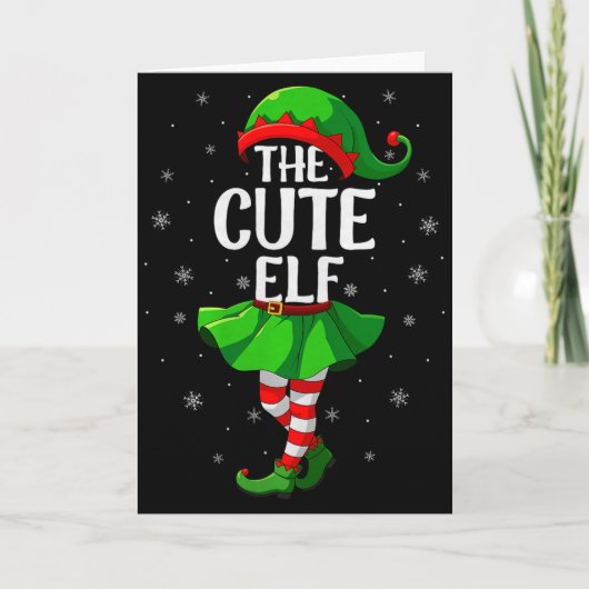 Cute Elf Christmas Girls Women Elf Squad Xmas Fami Kaart (Voorkant)