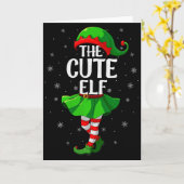 Cute Elf Christmas Girls Women Elf Squad Xmas Fami Kaart (Gele Bloem)