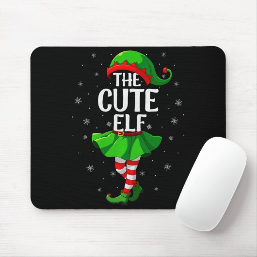 Cute Elf Christmas Girls Women Elf Squad Xmas Fami Muismat (Met muis)