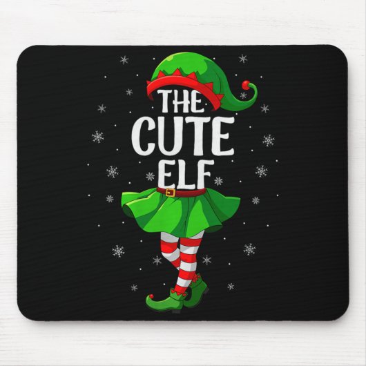 Cute Elf Christmas Girls Women Elf Squad Xmas Fami Muismat (Voorkant)