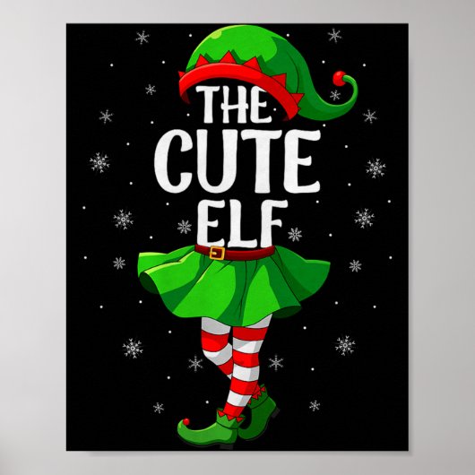 Cute Elf Christmas Girls Women Elf Squad Xmas Fami Poster (Voorkant)