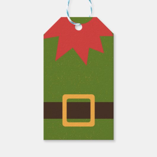 Cute Elf Costume Red Green Brown Kerstmis Cadeaulabel (Voorkant)