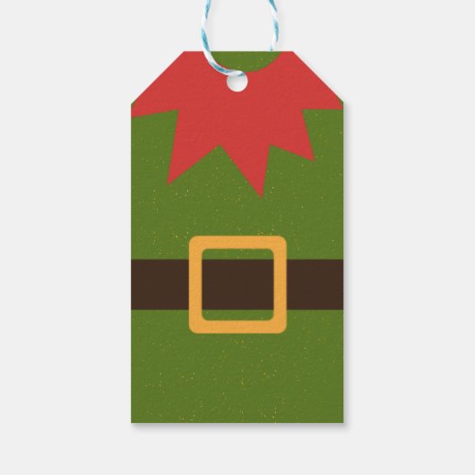 Cute Elf Costume Red Green Brown Kerstmis Cadeaulabel (Achterkant)