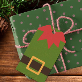 Cute Elf Costume Red Green Brown Kerstmis Cadeaulabel