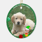 Cute Elf & Custom Golden Retriever Puppy Photo Keramisch Ornament (Links)