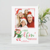 Cute Elf Elfin-kerstfotokaart Feestdagenkaart (Staand voorkant)