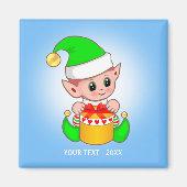 Cute Elf en Jouw tekst op Light Blue Magneet (Voorkant)