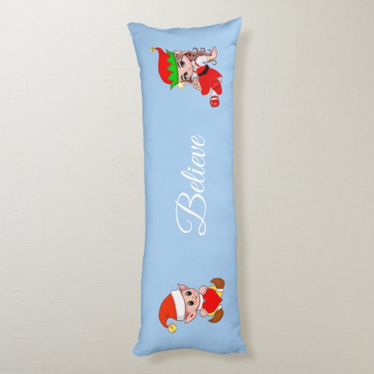 Cute Elf & Fairy on Light Blue Body Pillow Lichaamskussen (Achterkant (Verticaal))